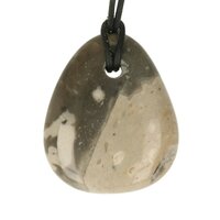 Vuursteen platte steen doorboord + koord