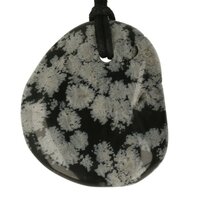 Sneeuwvlok obsidiaan doorboord + koord