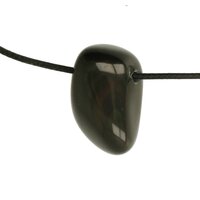 Regenboog    Obsidiaan doorboord + koord