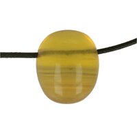 Gele fluoriet  steen doorboord + koord