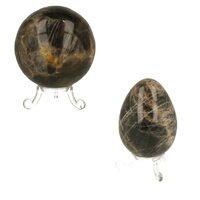 Zwarte maansteen bol en ei