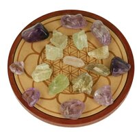 Kristalraster Genezing Met Bergkristal Groene Calciet En Amethist