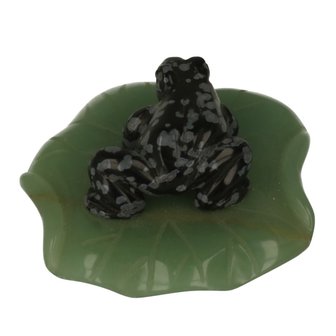	Sneeuwvlok obsidiaan kikker op jade