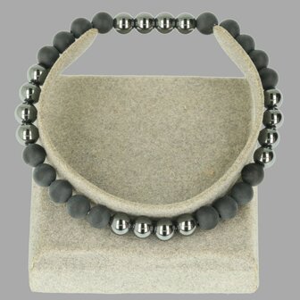 Hematiet  onyx heren armband ronde kraal