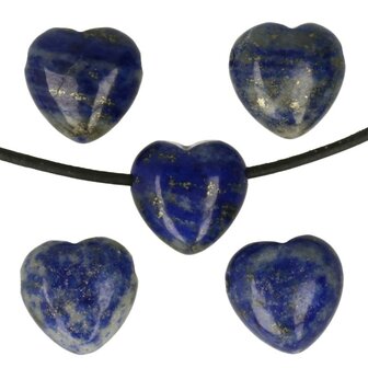 Lapis lazuli hartje  doorboord inclusief koord