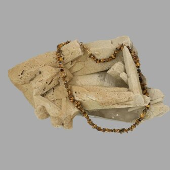 Tijgeroog ( goud ) korte split ketting
