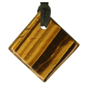 Tijgeroog ( goud ) doorboord + koord