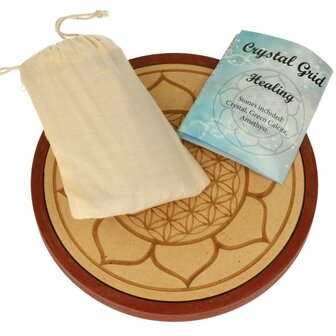 Kristalraster Genezing Met Bergkristal Groene Calciet En Amethist