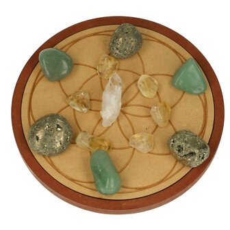 Kristalraster Voorspoed Met Heilige Geometrie En Stenen