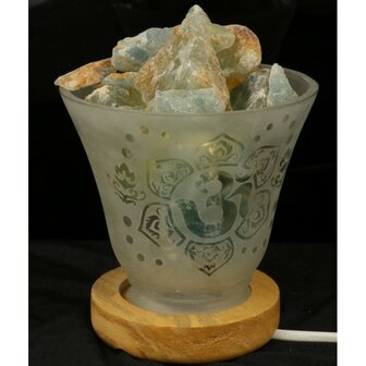 Melkglazen edelsteenlamp met Ohm symbool