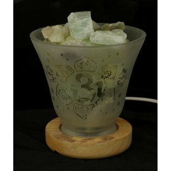 Melkglazen edelsteenlamp met Ohm symbool