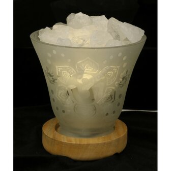 Melkglazen edelsteenlamp met Ohm symbool