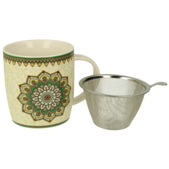 Theemok met zeef Mandala groen