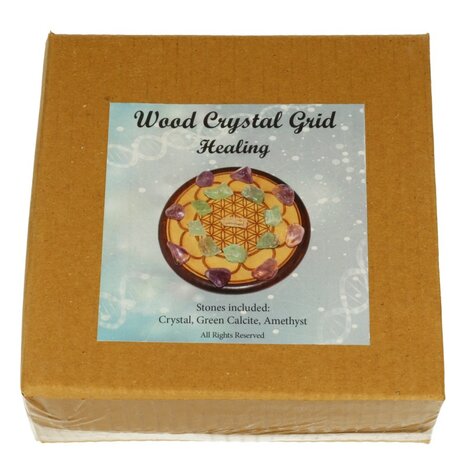 Kristalraster Genezing Met Bergkristal Groene Calciet En Amethist