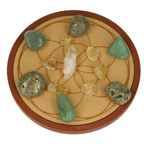 Kristalraster Voorspoed Met Heilige Geometrie En Stenen