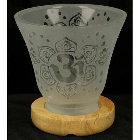 Melkglazen edelsteenlamp met Ohm symbool