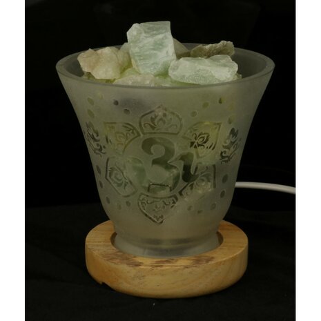 Melkglazen edelsteenlamp met Ohm symbool