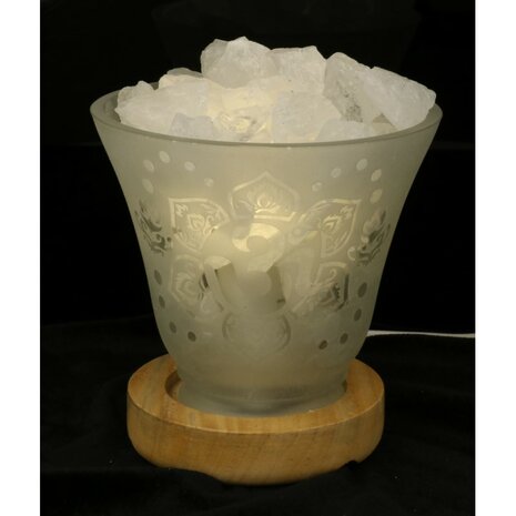 Melkglazen edelsteenlamp met Ohm symbool