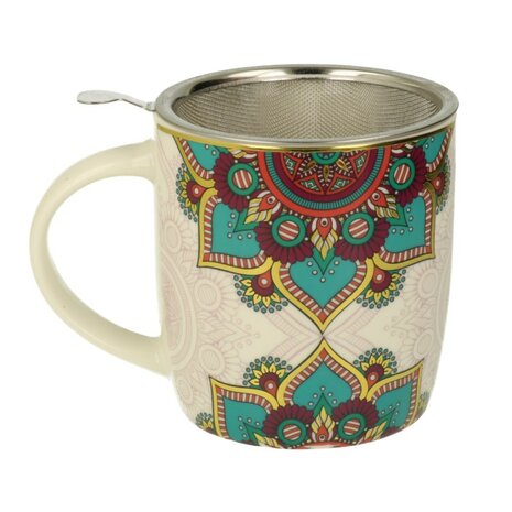 Theemok met zeef Mandala turquoise