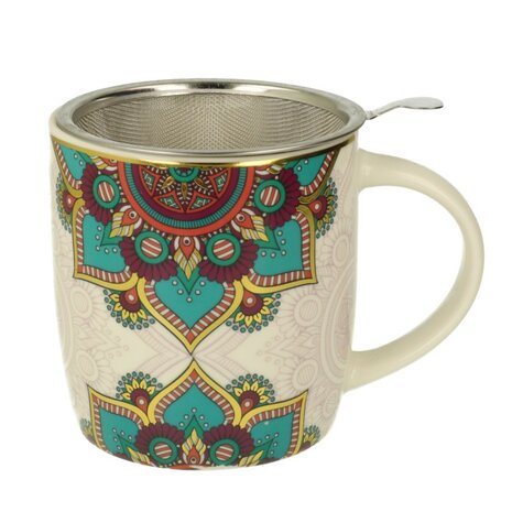 Theemok met zeef Mandala turquoise