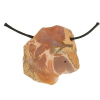 Agaatplak natuurlijk niet gekleurd doorboord inclusief koord