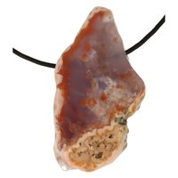 Agaatplak natuurlijk niet gekleurd doorboord inclusief koord