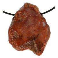 Agaatplak natuurlijk niet gekleurd doorboord inclusief koord