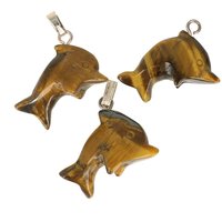 Tijgeroog ( goud ) dolfijn hanger