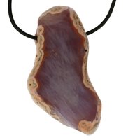 Agaatplak natuurlijk niet gekleurd doorboord inclusief koord