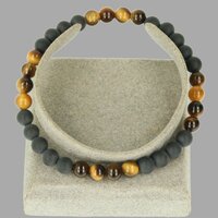 Tijgeroog ( goud ) onyx  mannen armband ronde kraal 