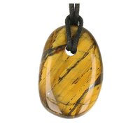 Tijgeroog ( goud ) doorboord + koord