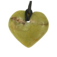 Groene opaal uit madagaskar hart doorboord + koord