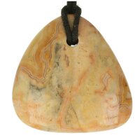 Crazy lace agaat platte steen doorboord + koord