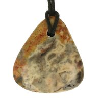 Crazy lace agaat platte steen doorboord + koord