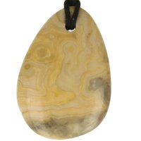 Crazy lace agaat platte steen doorboord + koord