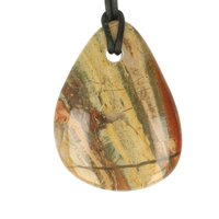 Regenboog Jaspis doorboord + koord