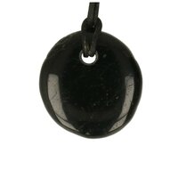 Tourmalijn zwart platte steen doorboord + koord