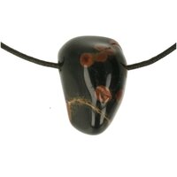 Peanut Obsidiaan of Perliet doorboord + koord