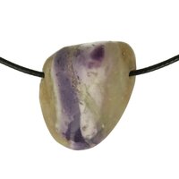 Blauwe opaal uit Mexico doorboord + koord