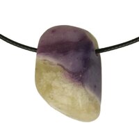 Blauwe opaal uit Mexico doorboord + koord