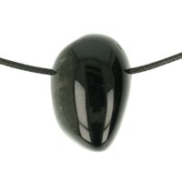  Zilver-Obsidiaan doorboord + koord