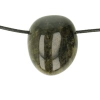  Zilver-Obsidiaan doorboord + koord