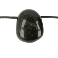  Zilver-Obsidiaan doorboord + koord