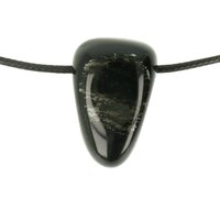  Zilver-Obsidiaan doorboord + koord