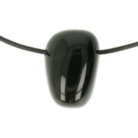  Zilver-Obsidiaan doorboord + koord