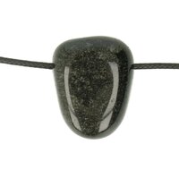  Zilver-Obsidiaan doorboord + koord