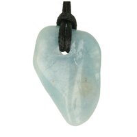 Aquamarijn of blauwe beril doorboord + koord