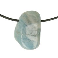 Aquamarijn of blauwe beril doorboord + koord