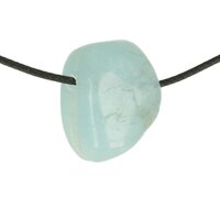 Aquamarijn of blauwe beril doorboord + koord