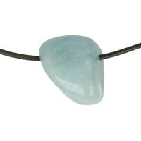 Aquamarijn of blauwe beril doorboord + koord